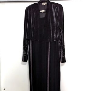 Vintage Black Velvet Dress And Jacket Size L
